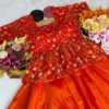Sequins Embroidered Peplum Lehenga Choli in Space Silk | Fully Stitched Festive Flared Lehenga Set - Image 8