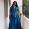 Sequins Embroidered Peplum Lehenga Choli in Space Silk | Fully Stitched Festive Flared Lehenga Set - Image 9