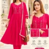Shiddat Mul Chanderi Handwork Anarkali Kurti with Roman Silk Pants & Dupatta Set | 3-Piece Festive Ethnic Suit - Image 11