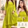 Shiddat Mul Chanderi Handwork Anarkali Kurti with Roman Silk Pants & Dupatta Set | 3-Piece Festive Ethnic Suit - Image 14
