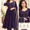 Shiddat Mul Chanderi Handwork Anarkali Kurti with Roman Silk Pants & Dupatta Set | 3-Piece Festive Ethnic Suit - Image 4