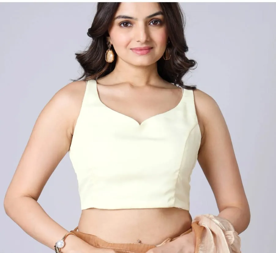 Sleeveless Designer Saree Blouse for Women | Ready-Made Sweetheart Neck Party Wear Blouse with Back Tie-Up - Image 3