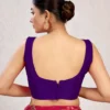 Sleeveless Raw Silk Saree Blouse | Plain Deep U-Back Neck Readymade Choli [Multiple Colors] - Image 11