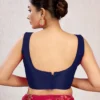 Sleeveless Raw Silk Saree Blouse | Plain Deep U-Back Neck Readymade Choli [Multiple Colors] - Image 13