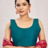 Sleeveless Raw Silk Saree Blouse | Plain Deep U-Back Neck Readymade Choli [Multiple Colors] - Image 14