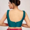 Sleeveless Raw Silk Saree Blouse | Plain Deep U-Back Neck Readymade Choli [Multiple Colors] - Image 15