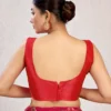 Sleeveless Raw Silk Saree Blouse | Plain Deep U-Back Neck Readymade Choli [Multiple Colors] - Image 16