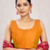 Sleeveless Raw Silk Saree Blouse | Plain Deep U-Back Neck Readymade Choli [Multiple Colors] - Image 18