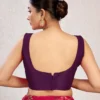 Sleeveless Raw Silk Saree Blouse | Plain Deep U-Back Neck Readymade Choli [Multiple Colors] - Image 19
