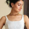 Sleeveless Raw Silk Saree Blouse | Plain Deep U-Back Neck Readymade Choli [Multiple Colors] - Image 2