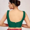 Sleeveless Raw Silk Saree Blouse | Plain Deep U-Back Neck Readymade Choli [Multiple Colors] - Image 4