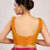 Sleeveless Raw Silk Saree Blouse | Plain Deep U-Back Neck Readymade Choli [Multiple Colors] - Image 7