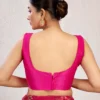 Sleeveless Raw Silk Saree Blouse | Plain Deep U-Back Neck Readymade Choli [Multiple Colors] - Image 8