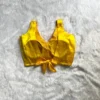 Sleeveless Yellow Satin Silk Blouse with Back Tie Bow | V-Neck Ready to Wear Padded Saree Choli - Image 2