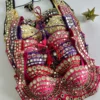 Soft Silk Heavy Mirror Work Readymade Blouse | Bollywood Style Bustier Crop Top Padded Saree Blouse (Size 38–42)