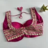 Soft Silk Heavy Mirror Work Readymade Blouse | Bollywood Style Bustier Crop Top Padded Saree Blouse (Size 38–42) - Image 4