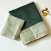 Soft Tussar Silk Daily Wear Check Saree | Lightweight Formal & Casual Wear Saree with Contrast Rich Pallu & Blouse - Image 10