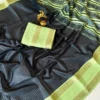 Soft Tussar Silk Daily Wear Check Saree | Lightweight Formal & Casual Wear Saree with Contrast Rich Pallu & Blouse - Image 12