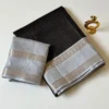 Soft Tussar Silk Daily Wear Check Saree | Lightweight Formal & Casual Wear Saree with Contrast Rich Pallu & Blouse - Image 2