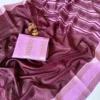 Soft Tussar Silk Daily Wear Check Saree | Lightweight Formal & Casual Wear Saree with Contrast Rich Pallu & Blouse - Image 4