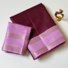Soft Tussar Silk Daily Wear Check Saree | Lightweight Formal & Casual Wear Saree with Contrast Rich Pallu & Blouse - Image 8