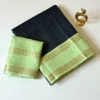 Soft Tussar Silk Daily Wear Check Saree | Lightweight Formal & Casual Wear Saree with Contrast Rich Pallu & Blouse - Image 9