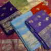Soft Viscose Georgette Saree with Woven Gold Zari Butta & Peacock Border | Lightweight Festive Banarasi Weave Saree with Running Blouse - Image 2