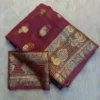 Soft Viscose Georgette Saree with Woven Gold Zari Butta & Peacock Border | Lightweight Festive Banarasi Weave Saree with Running Blouse - Image 24