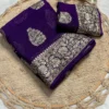 Soft Viscose Georgette Saree with Woven Gold Zari Butta & Peacock Border | Lightweight Festive Banarasi Weave Saree with Running Blouse - Image 28