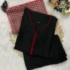 Solid Liva Rayon Kurti Pant Set with Printed Mul Cotton Dupatta (Set of 3) - Image 9
