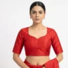 Solid Raw Silk Readymade Blouse with Back Cutout Design – Ready to Wear, Padded Choli - Image 2