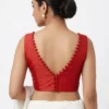 Solid Raw Silk Sleeveless Blouse | Deep V-Neck Back Potli Button Blouse for Saree & Lehenga - Image 2