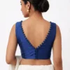 Solid Raw Silk Sleeveless Blouse | Deep V-Neck Back Potli Button Blouse for Saree & Lehenga - Image 8