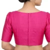 Solid Raw Silk Stitched Blouse – Classic Scoop Neck, Back Hook Closure & Elbow Sleeves