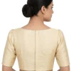 Solid Raw Silk Stitched Blouse – Classic Scoop Neck, Back Hook Closure & Elbow Sleeves - Image 6