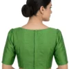 Solid Raw Silk Stitched Blouse – Classic Scoop Neck, Back Hook Closure & Elbow Sleeves - Image 7