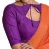 Solid Raw Silk Stitched Saree Blouse – Front Dori Tie-Up Neck, Back Zipper & Elbow Sleeves