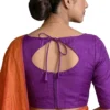 Solid Raw Silk Stitched Saree Blouse – Front Dori Tie-Up Neck, Back Zipper & Elbow Sleeves - Image 2