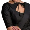 Solid Raw Silk Stitched Saree Blouse – Front Dori Tie-Up Neck, Back Zipper & Elbow Sleeves - Image 4