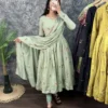 South Mul Chanderi Embroidered Anarkali Kurti with Dupatta | Festive Flared Gown Set (Length 48")