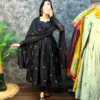 South Mul Chanderi Embroidered Anarkali Kurti with Dupatta | Festive Flared Gown Set (Length 48") - Image 4