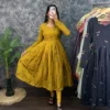 South Mul Chanderi Embroidered Anarkali Kurti with Dupatta | Festive Flared Gown Set (Length 48") - Image 8