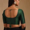 Square Neck Raw Silk Saree Blouse with Elbow Sleeves | Padded Backless Dori Readymade Choli - Image 6