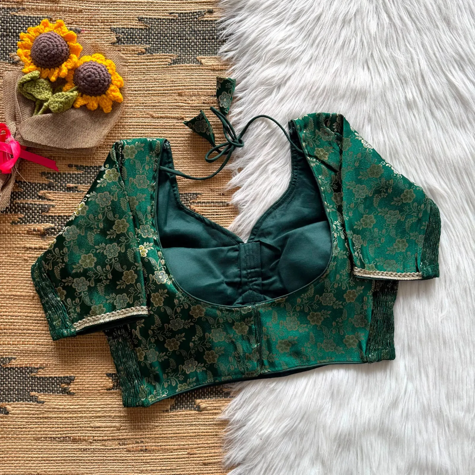 Stretchable Banarasi Borcade saree Blouse - Image 15