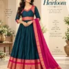Traditional South Indian Style Flared Anarkali Long Frock with Zari Weave Belt & Border Dupatta - Image 9