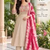 Tulsi Embroidered Roman Silk A-Line Kurti Pant Set with Tie-Dye Chanderi Dupatta (Set of 3) - Image 2