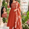 Tulsi Embroidered Roman Silk A-Line Kurti Pant Set with Tie-Dye Chanderi Dupatta (Set of 3) - Image 5