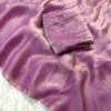 Two-Tone Fendy Satin Saree with Designer Cutdana & Beads Work Blouse Piece - Image 16