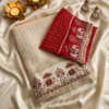 Viscose Georgette Zari Checks Saree with 3D Elephant Digital Print Border | Royal Heritage Motif Saree with Running Blouse - Image 3
