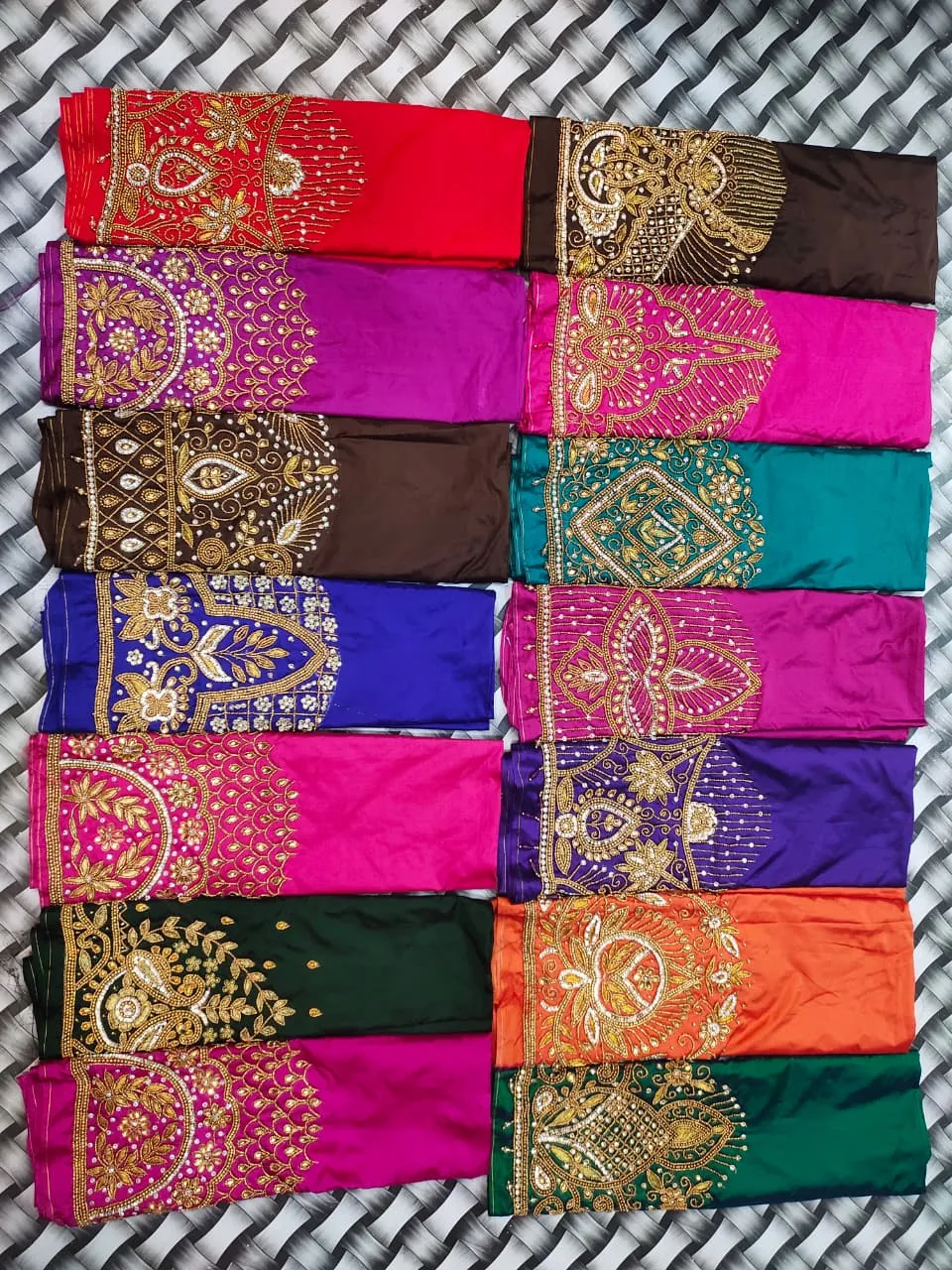 Wholesale Aari Work Blouse Pieces Under Factory Price | Heavy Bridal Maggam Handwork Silk Material (B2B Bulk Offer)